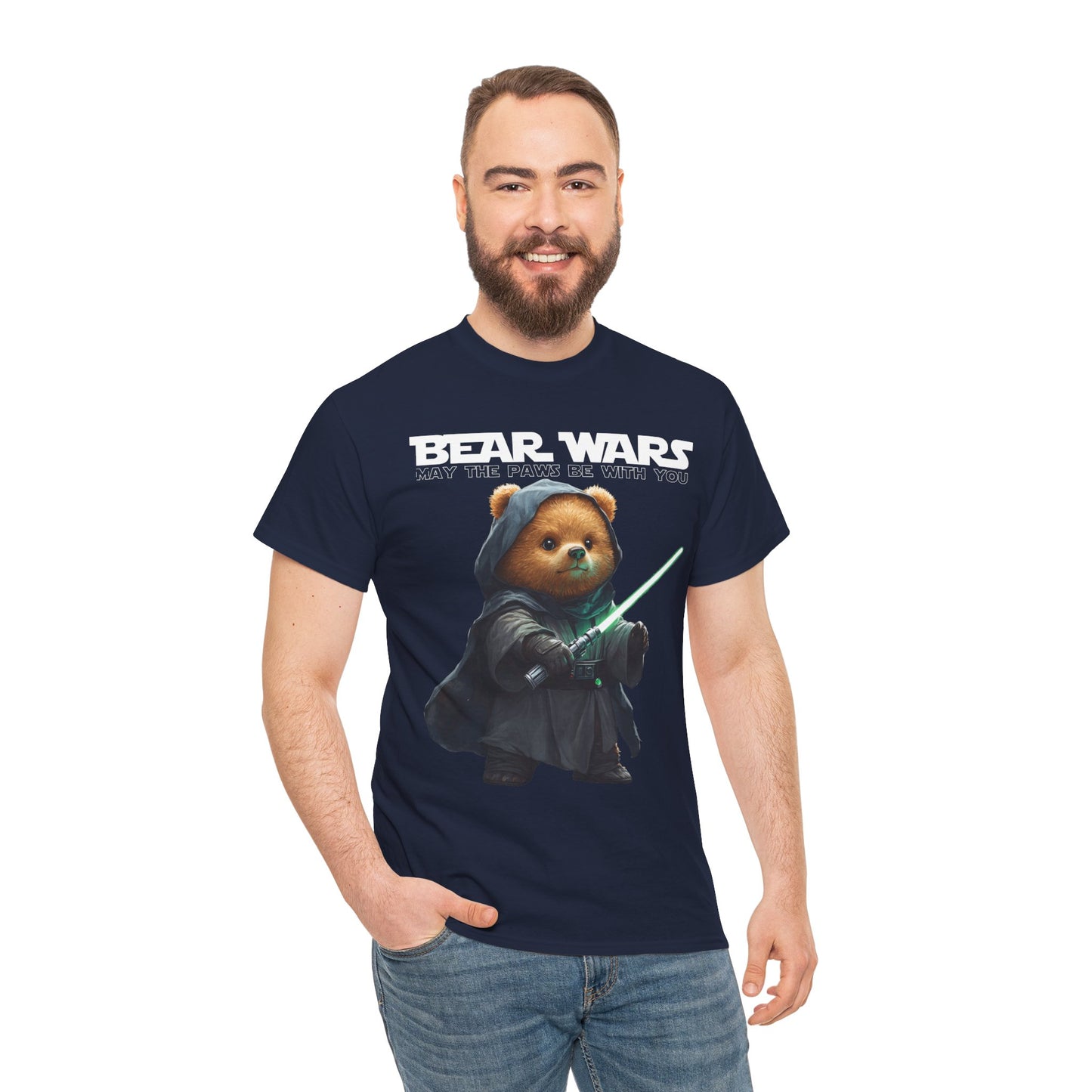 Bear Wars May The Paws Be With You - Unisex Heavy Cotton Tee