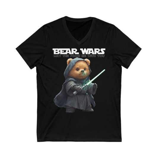 Bear Wars May The Paws Be With You - Unisex Jersey Short Sleeve V-Neck Tee