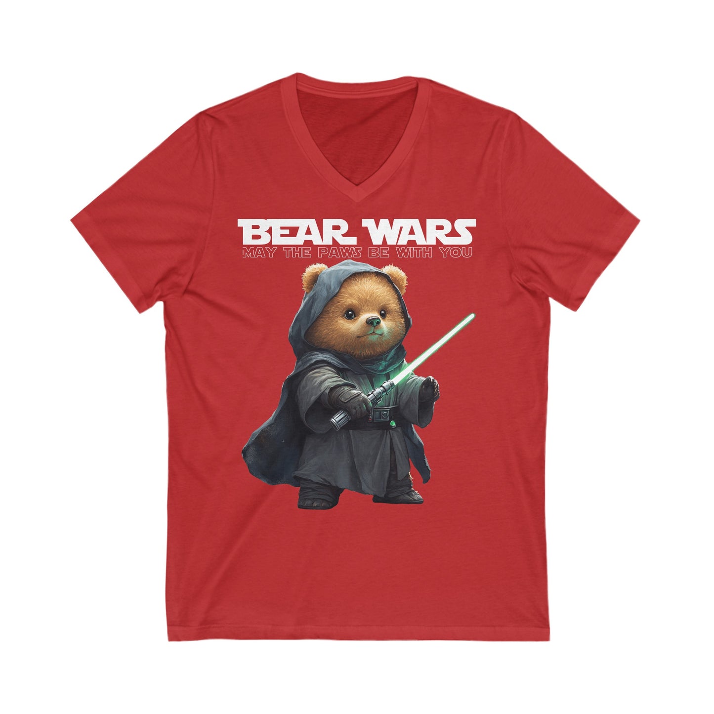 Bear Wars May The Paws Be With You - Unisex Jersey Short Sleeve V-Neck Tee