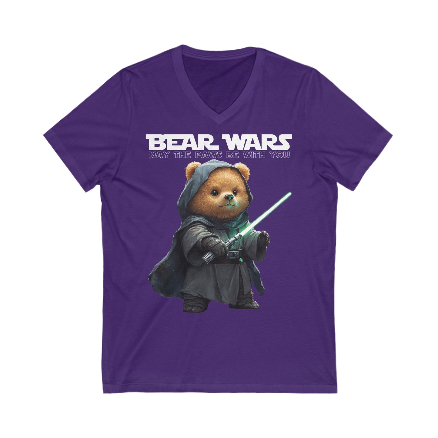 Bear Wars May The Paws Be With You - Unisex Jersey Short Sleeve V-Neck Tee