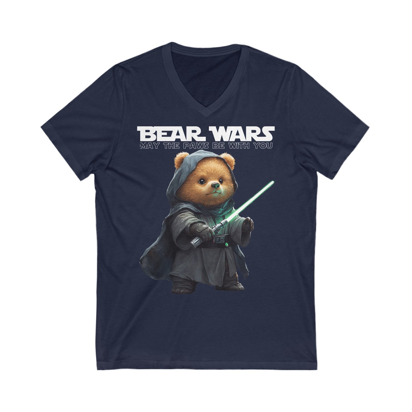 Bear Wars May The Paws Be With You - Unisex Jersey Short Sleeve V-Neck Tee