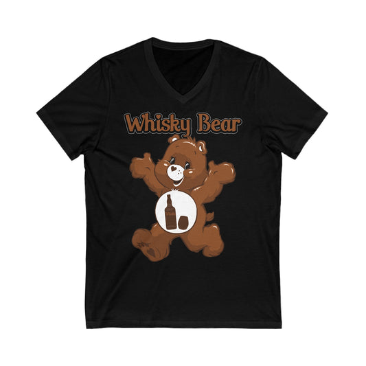 Whisky Bear - Unisex Jersey Short Sleeve V-Neck Tee