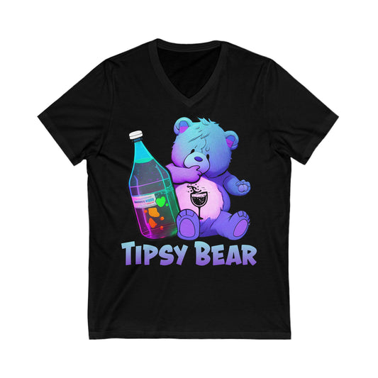 Tipsy Bear - Unisex Jersey Short Sleeve V-Neck Tee