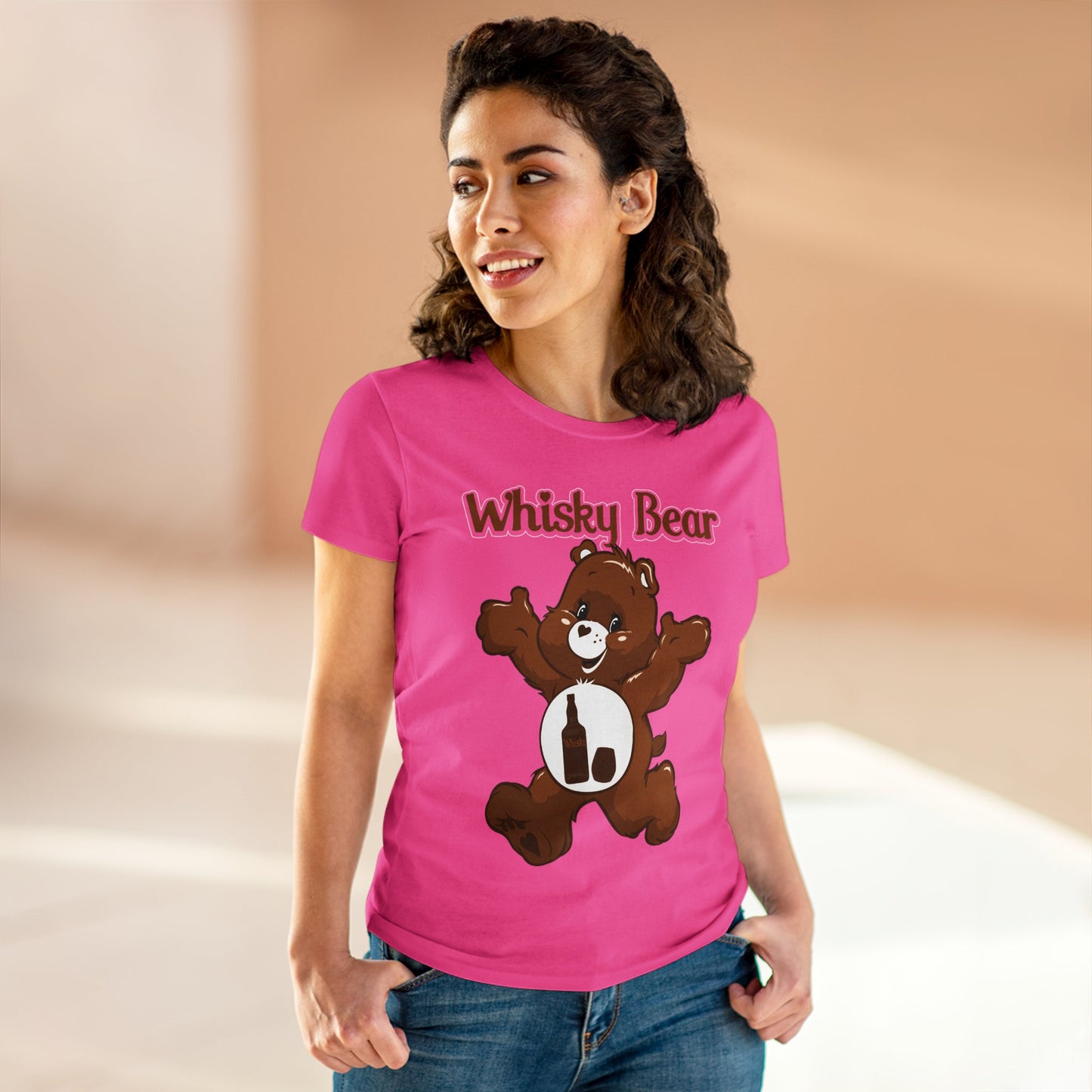 Whisky Bear - Women's Midweight Cotton Tee