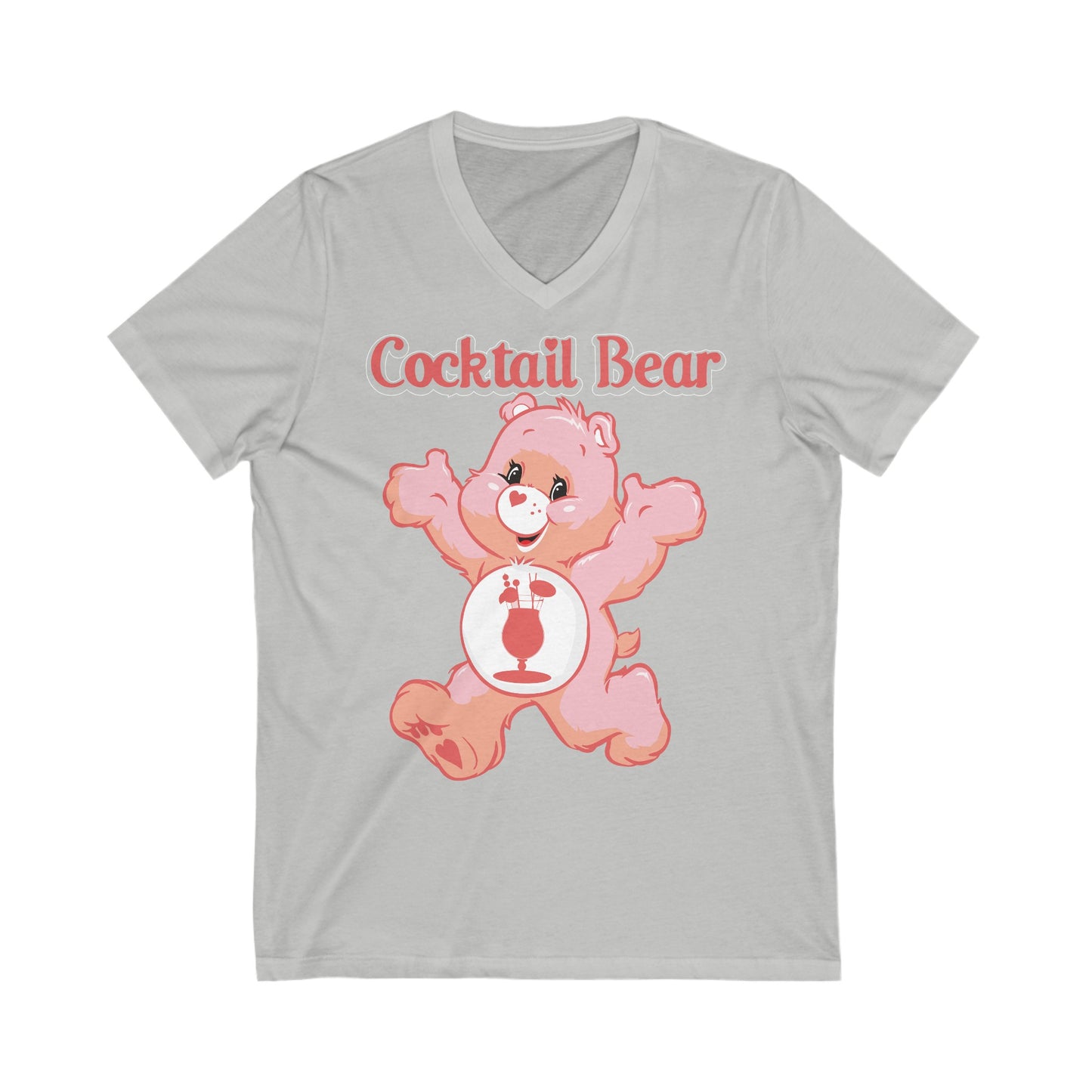 Cocktail Bear - Unisex Jersey Short Sleeve V-Neck Tee