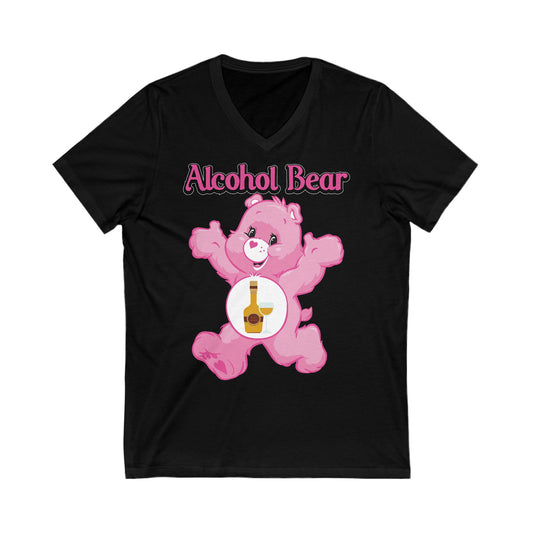 Alcohol Bear - Unisex Jersey Short Sleeve V-Neck Tee