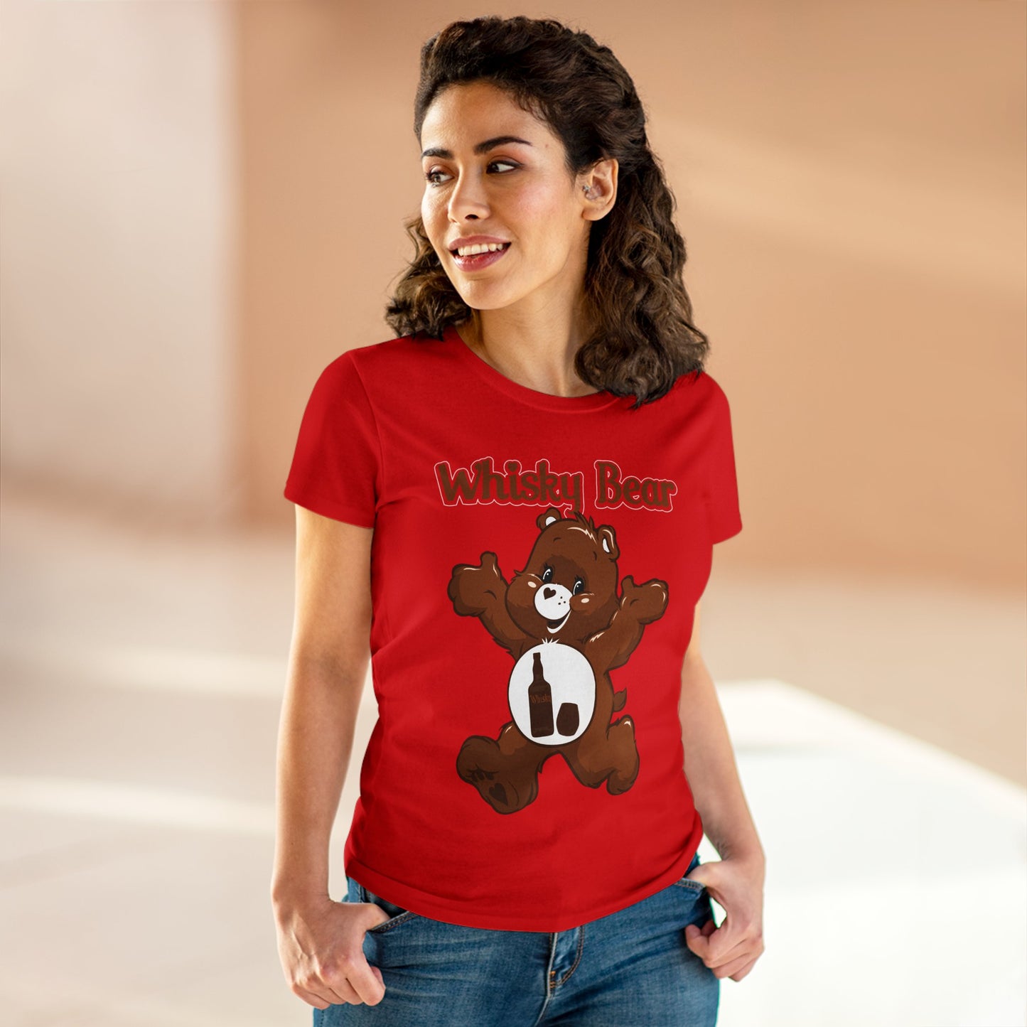 Whisky Bear - Women's Midweight Cotton Tee