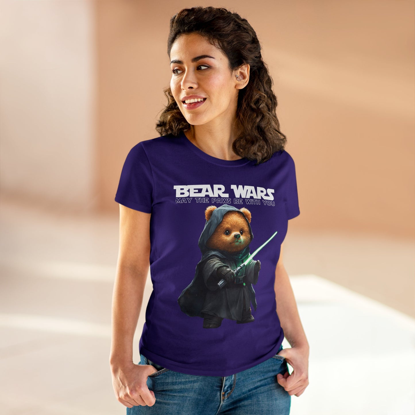 Bear Wars May The Paws Be With You - Women's Midweight Cotton Tee