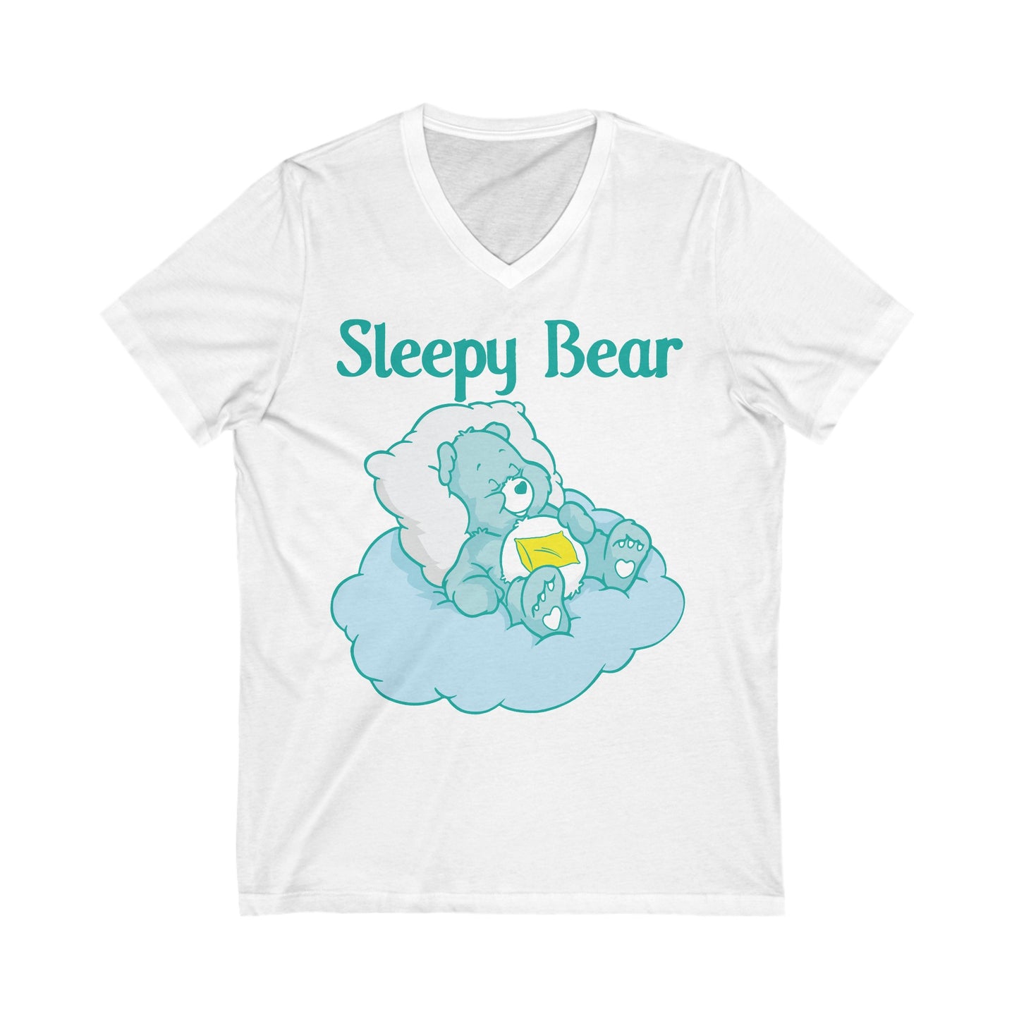 Sleepy Bear - Unisex Jersey Short Sleeve V-Neck Tee