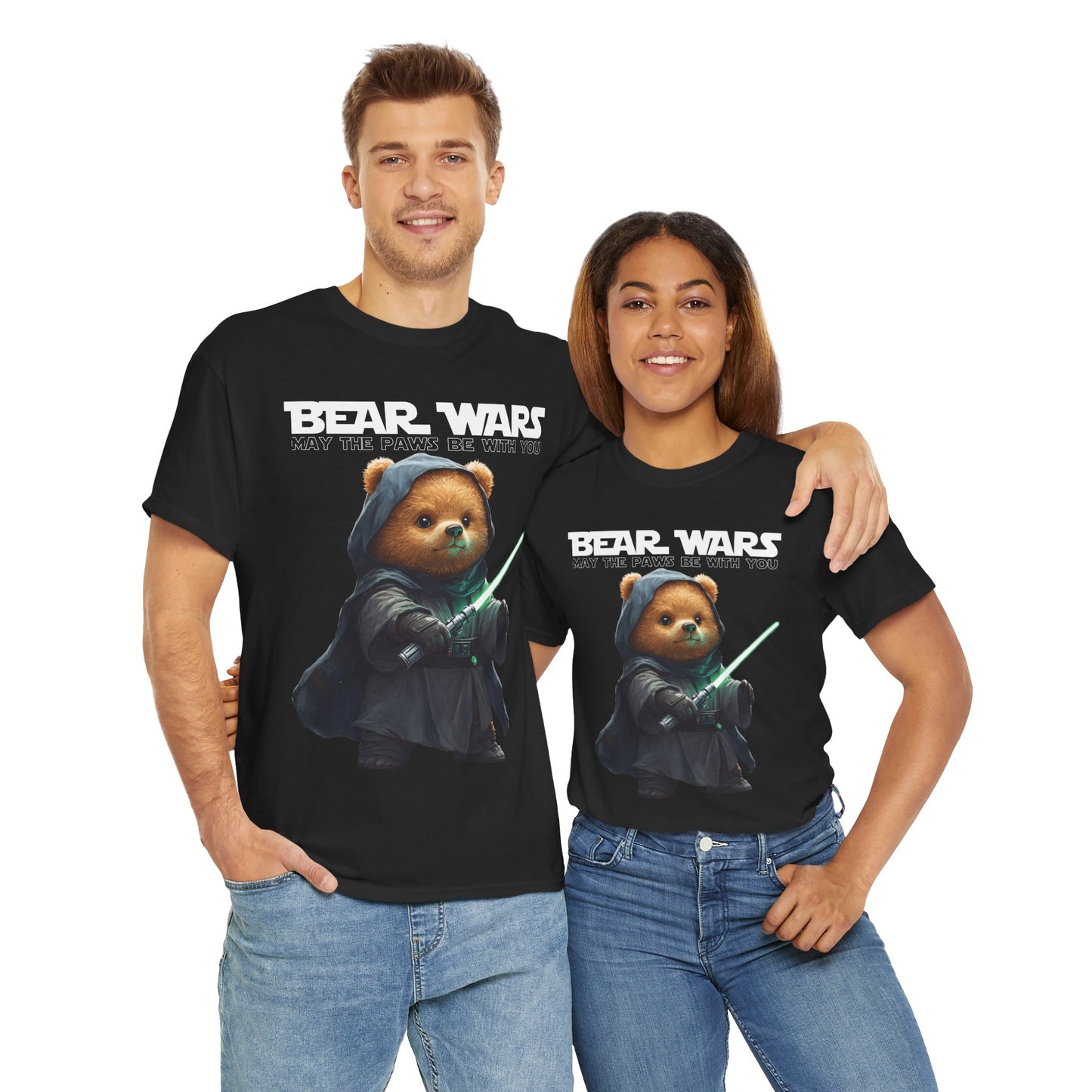 Bear Wars May The Paws Be With You - Unisex Heavy Cotton Tee