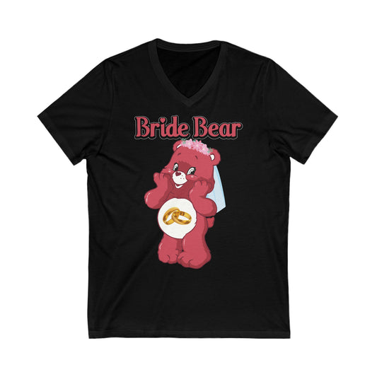 Bride Bear - Unisex Jersey Short Sleeve V-Neck Tee