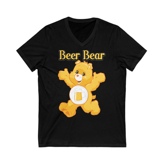 Beer Bear - Unisex Jersey Short Sleeve V-Neck Tee