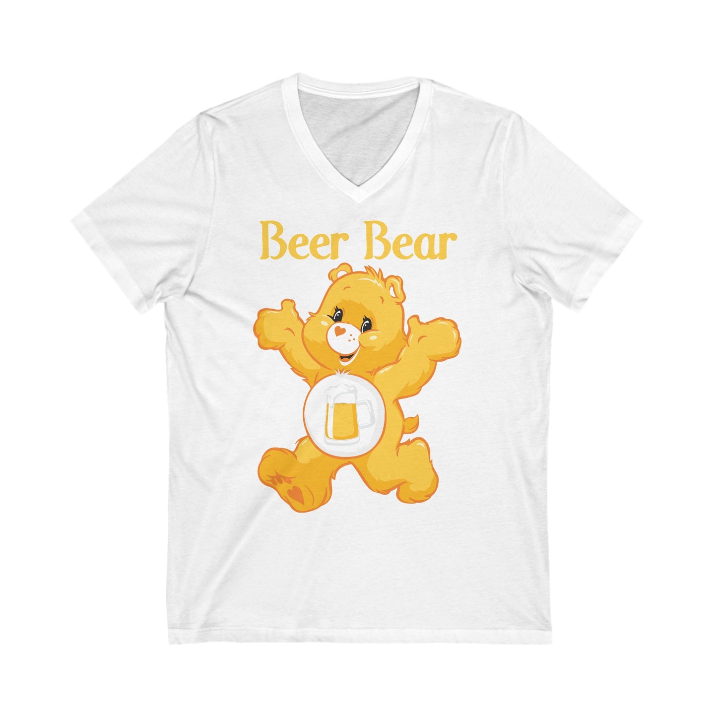 Beer Bear - Unisex Jersey Short Sleeve V-Neck Tee