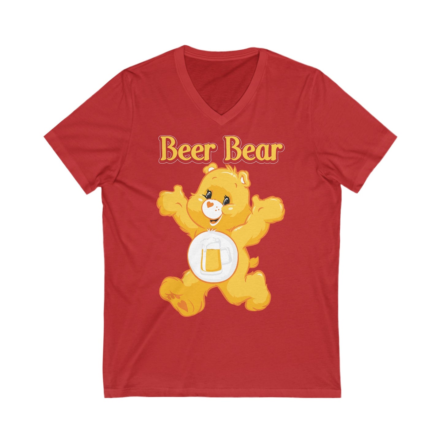 Beer Bear - Unisex Jersey Short Sleeve V-Neck Tee