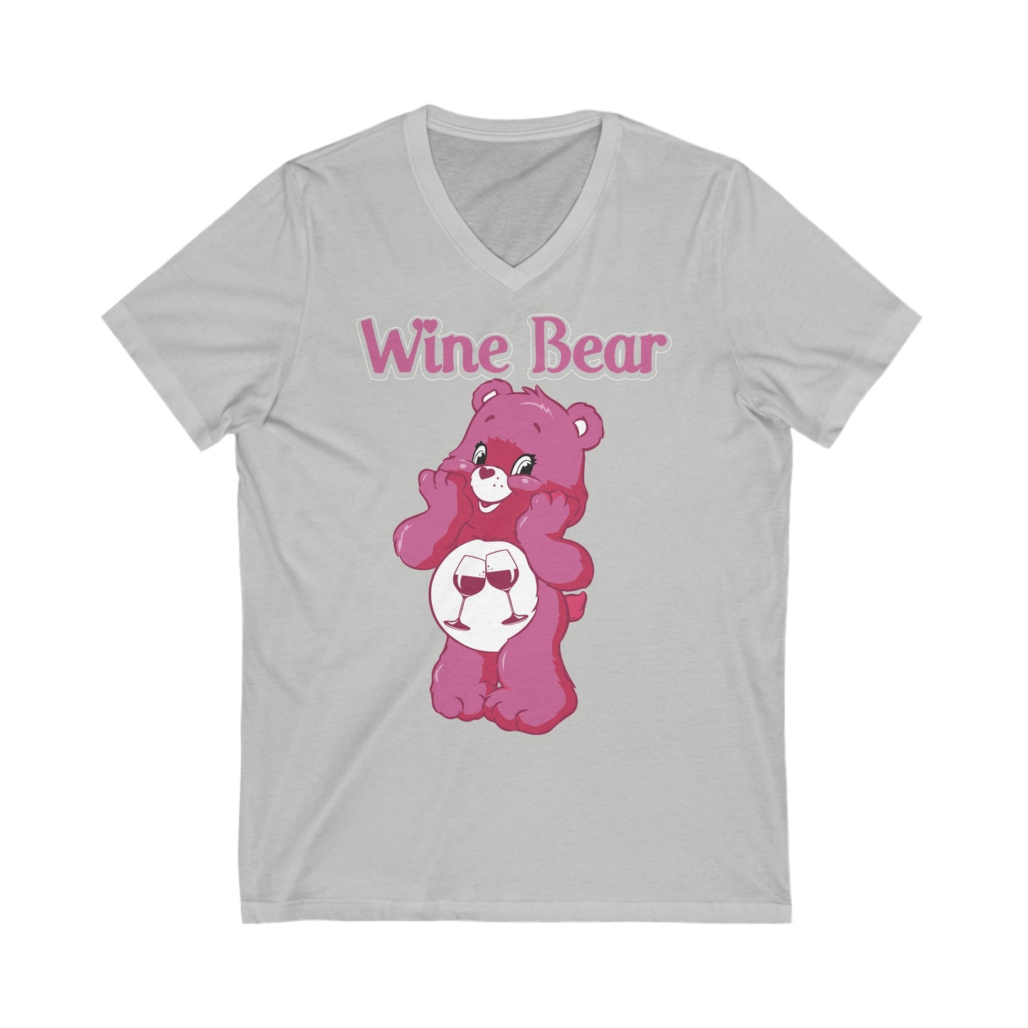 Wine Bear - Unisex Jersey Short Sleeve V-Neck Tee