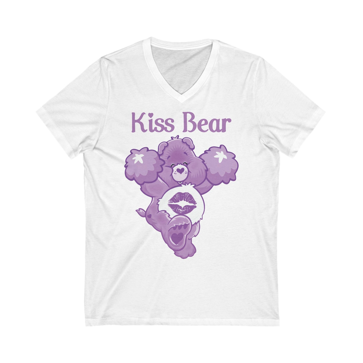 Kiss Bear - Unisex Jersey Short Sleeve V-Neck Tee