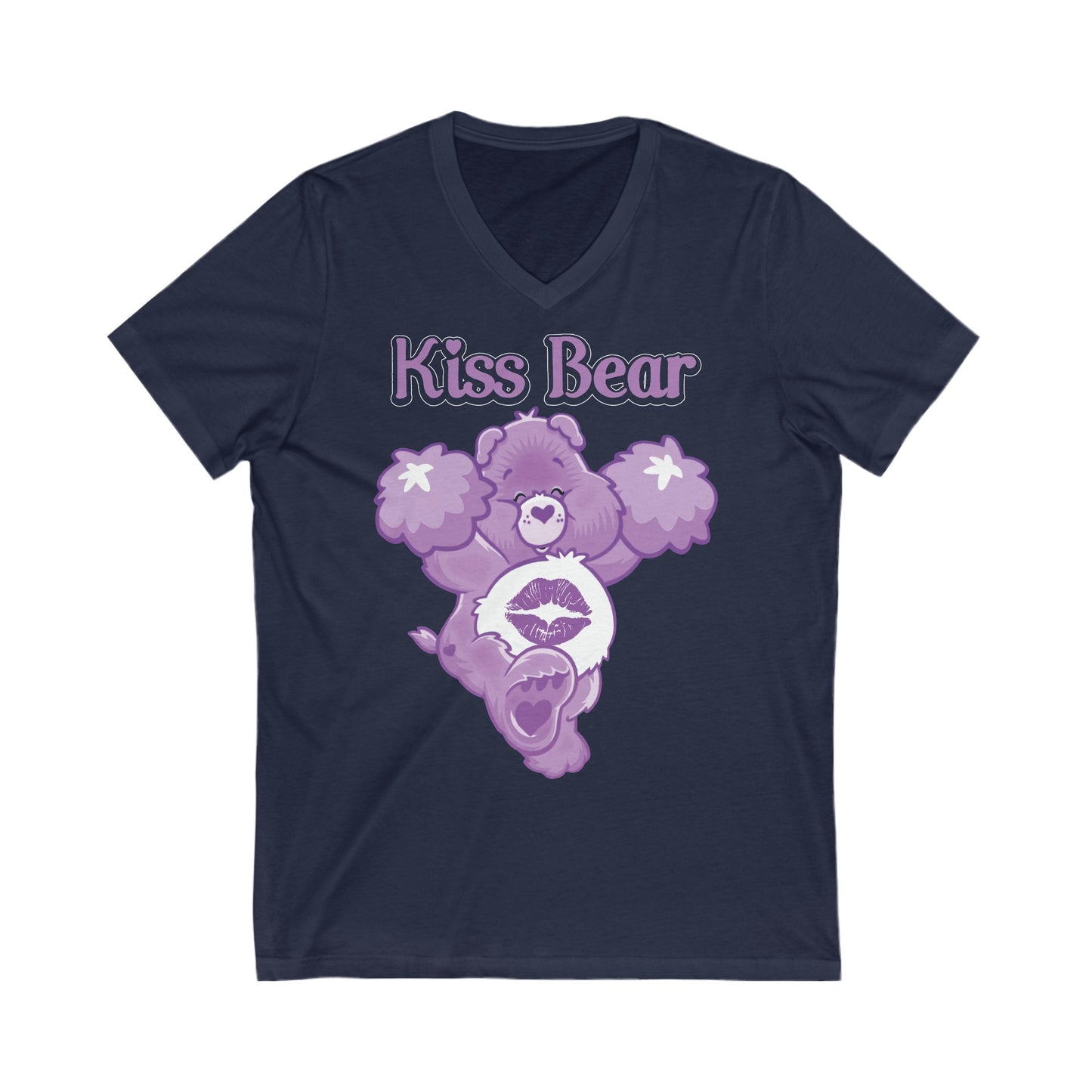 Kiss Bear - Unisex Jersey Short Sleeve V-Neck Tee