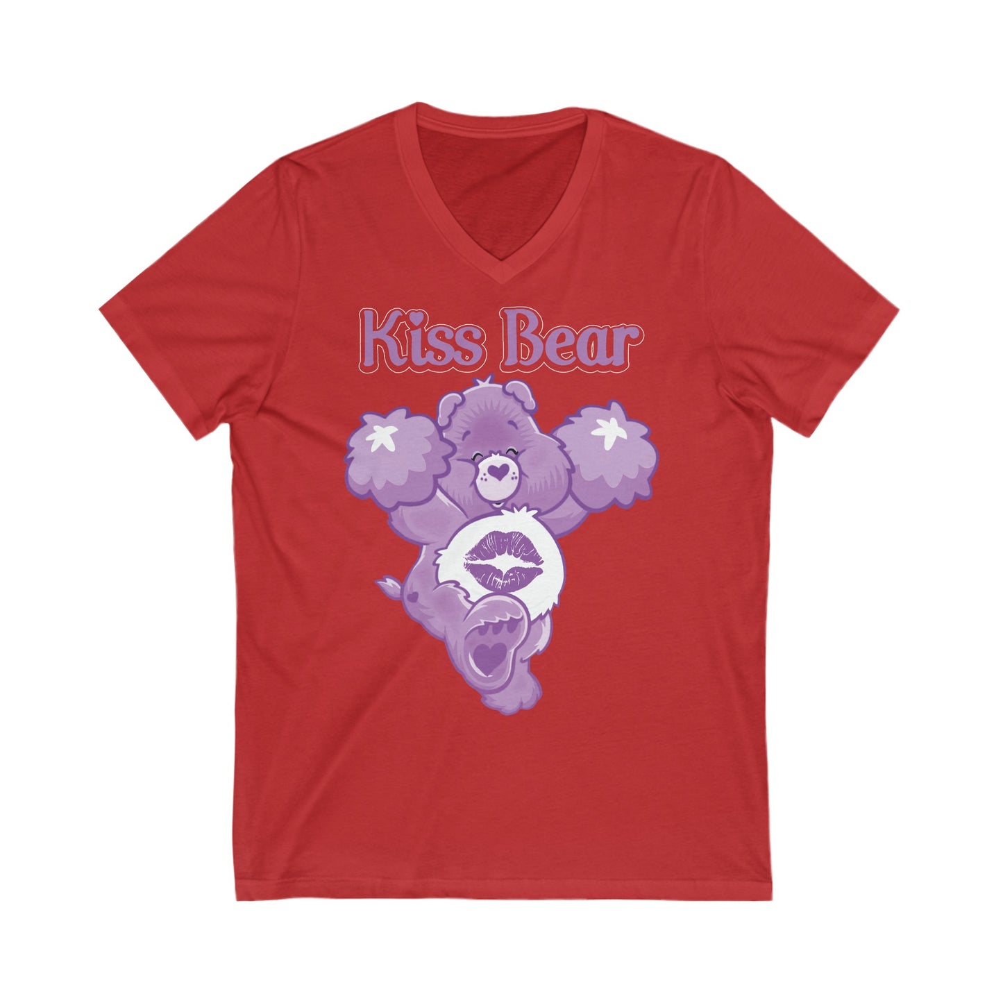 Kiss Bear - Unisex Jersey Short Sleeve V-Neck Tee