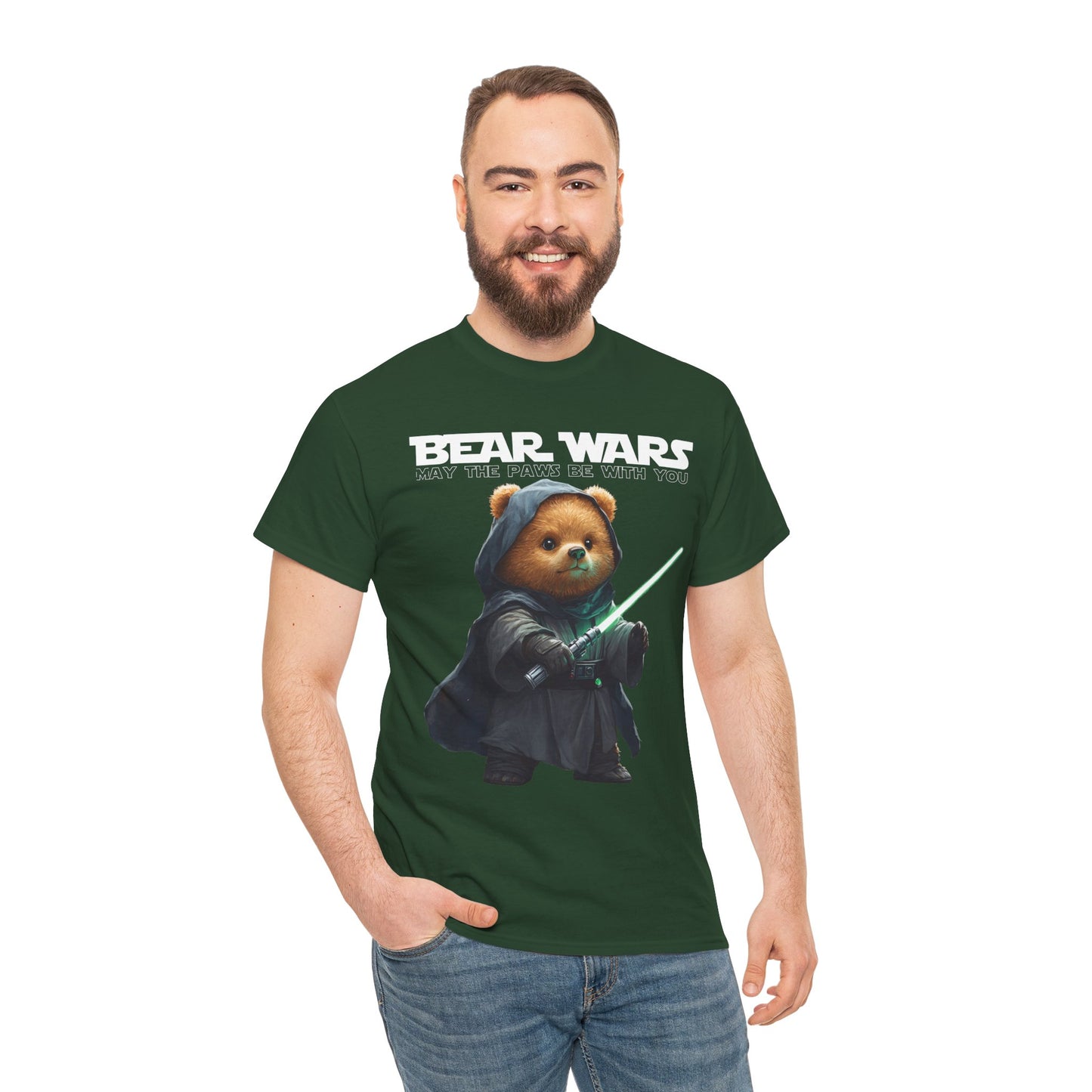 Bear Wars May The Paws Be With You - Unisex Heavy Cotton Tee