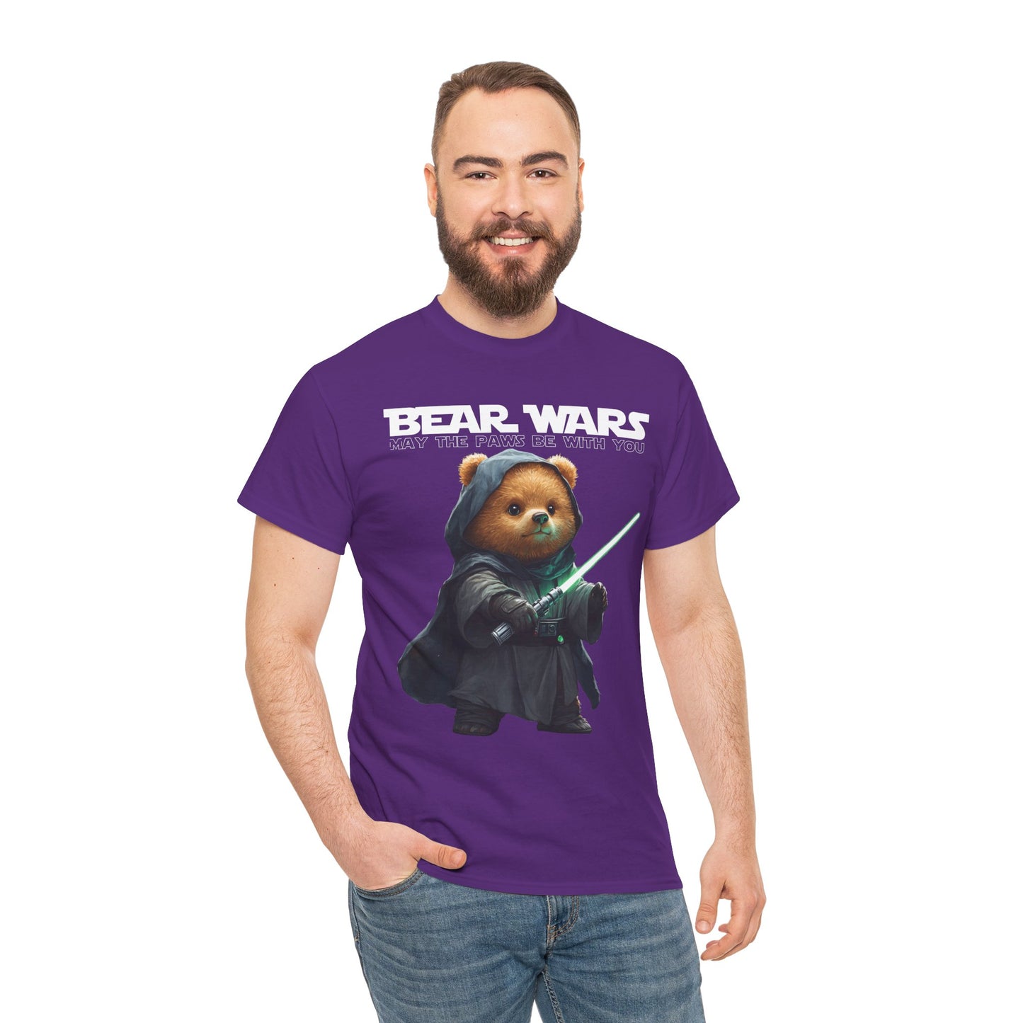 Bear Wars May The Paws Be With You - Unisex Heavy Cotton Tee