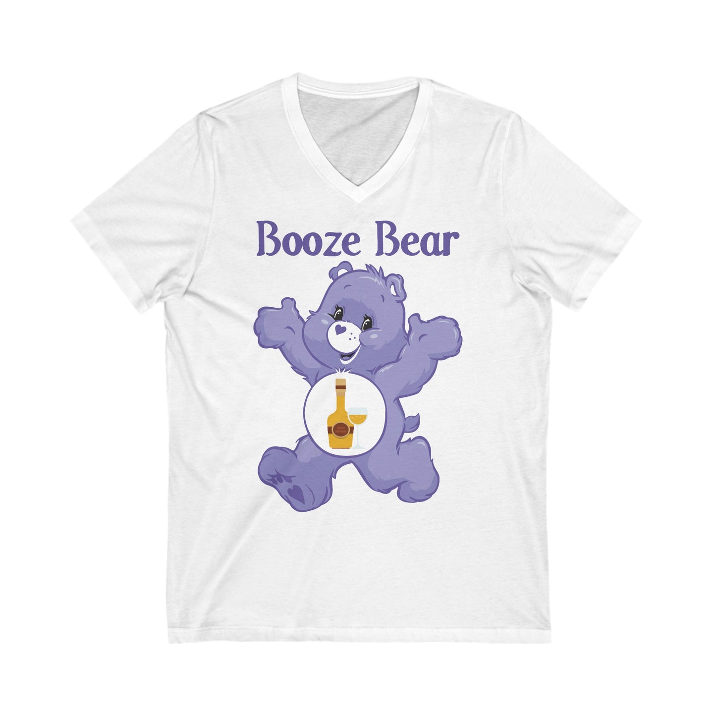 Booze Bear - Unisex Jersey Short Sleeve V-Neck Tee