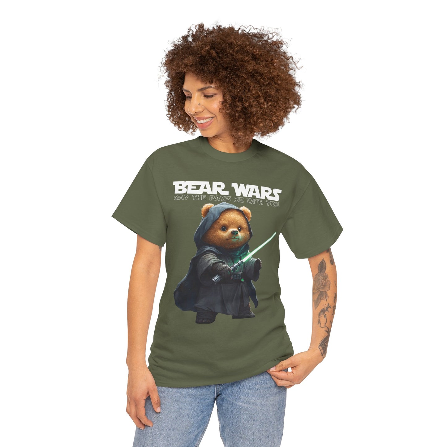 Bear Wars May The Paws Be With You - Unisex Heavy Cotton Tee