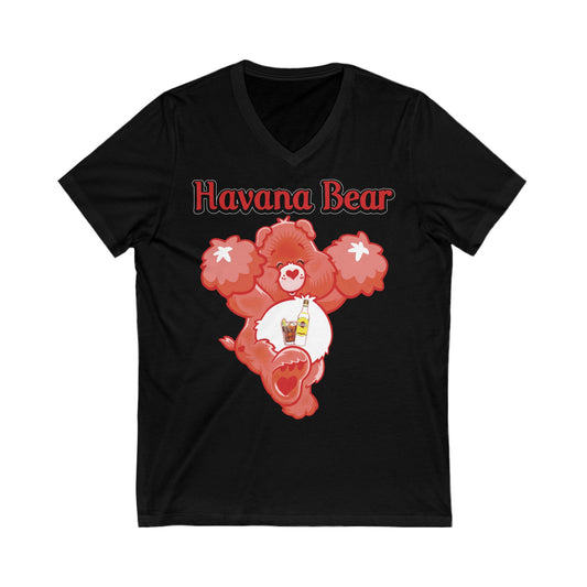 Havana Bear - Unisex Jersey Short Sleeve V-Neck Tee