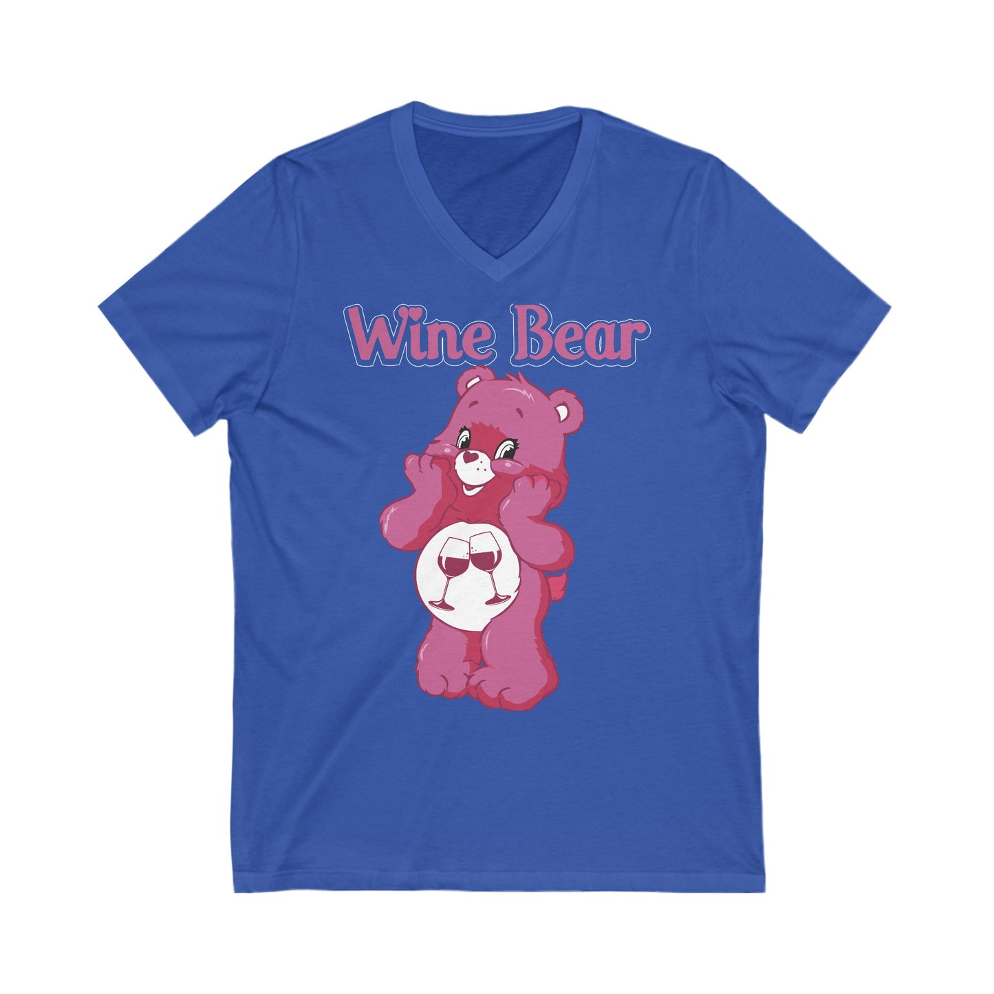 Wine Bear - Unisex Jersey Short Sleeve V-Neck Tee