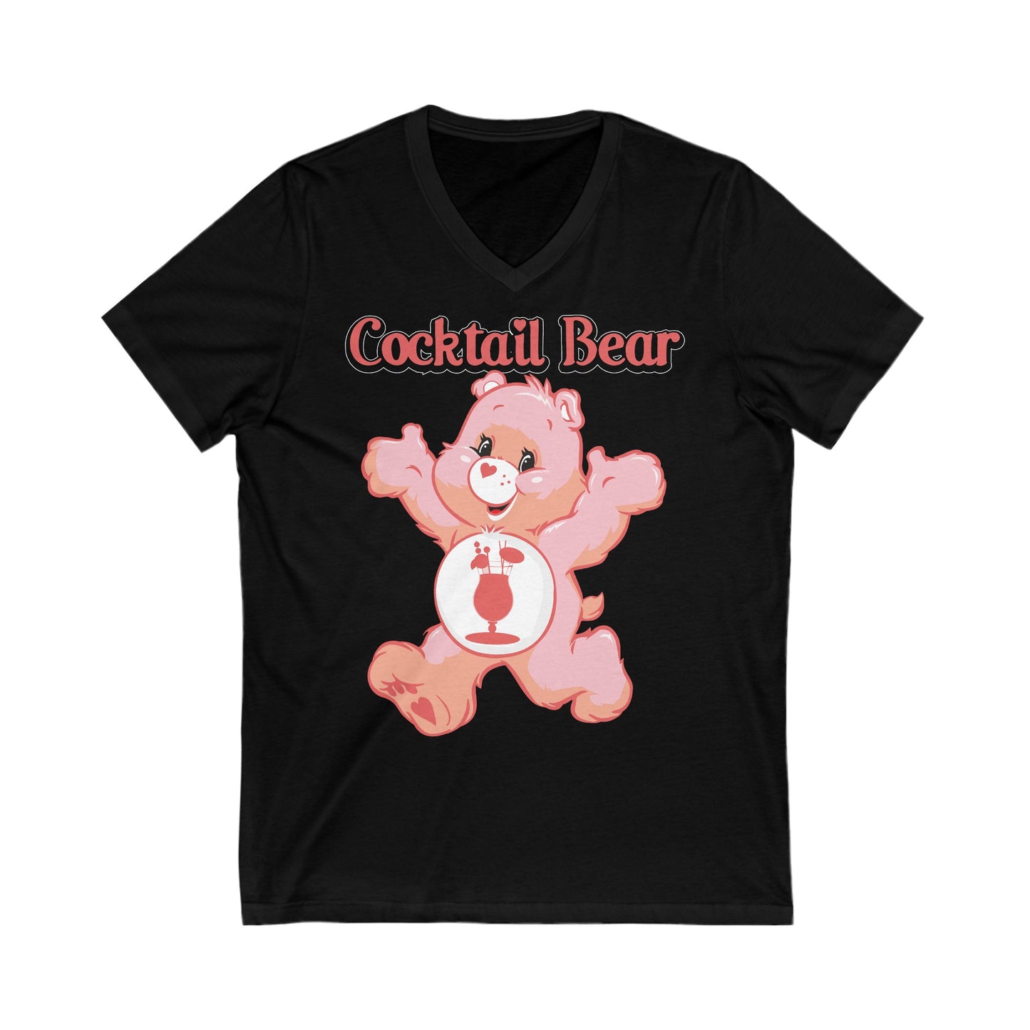 Cocktail Bear - Unisex Jersey Short Sleeve V-Neck Tee