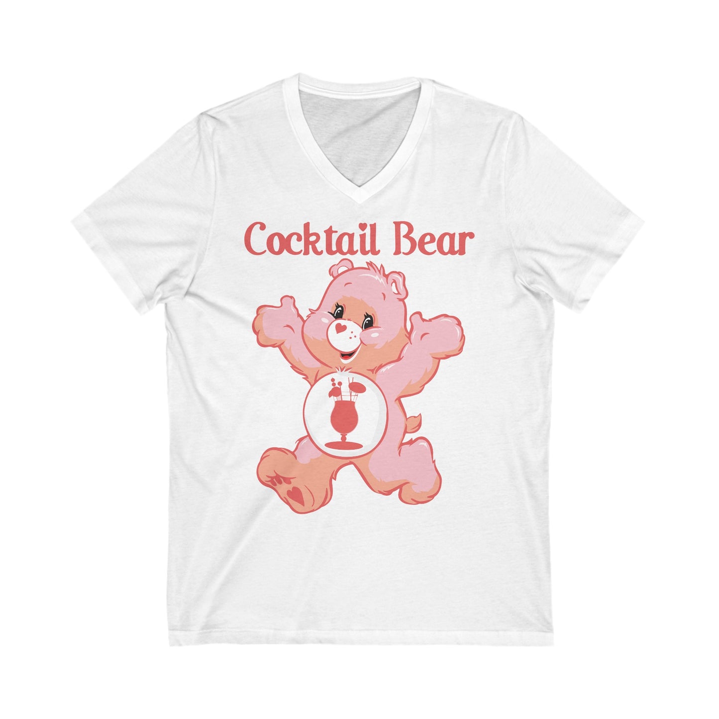 Cocktail Bear - Unisex Jersey Short Sleeve V-Neck Tee