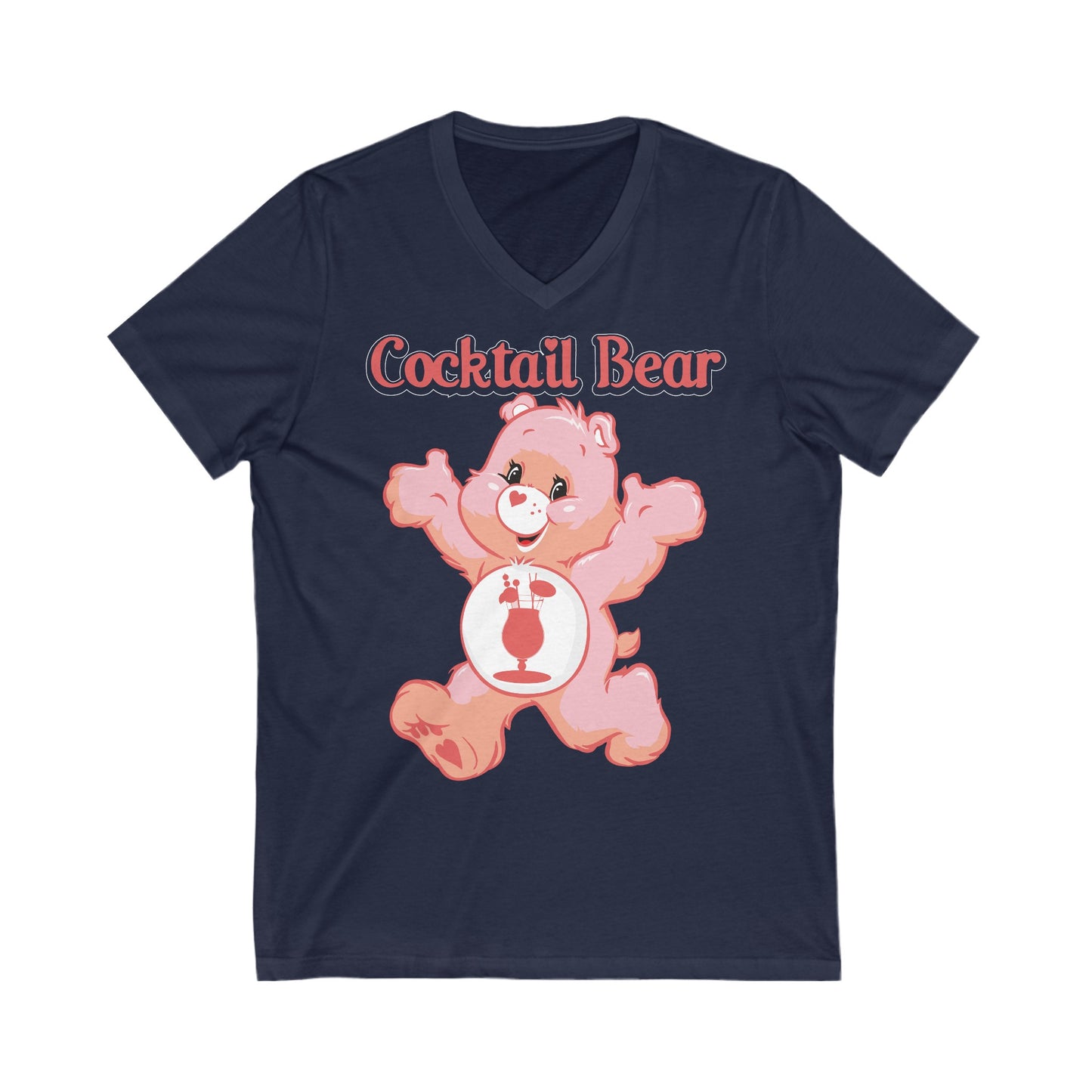 Cocktail Bear - Unisex Jersey Short Sleeve V-Neck Tee