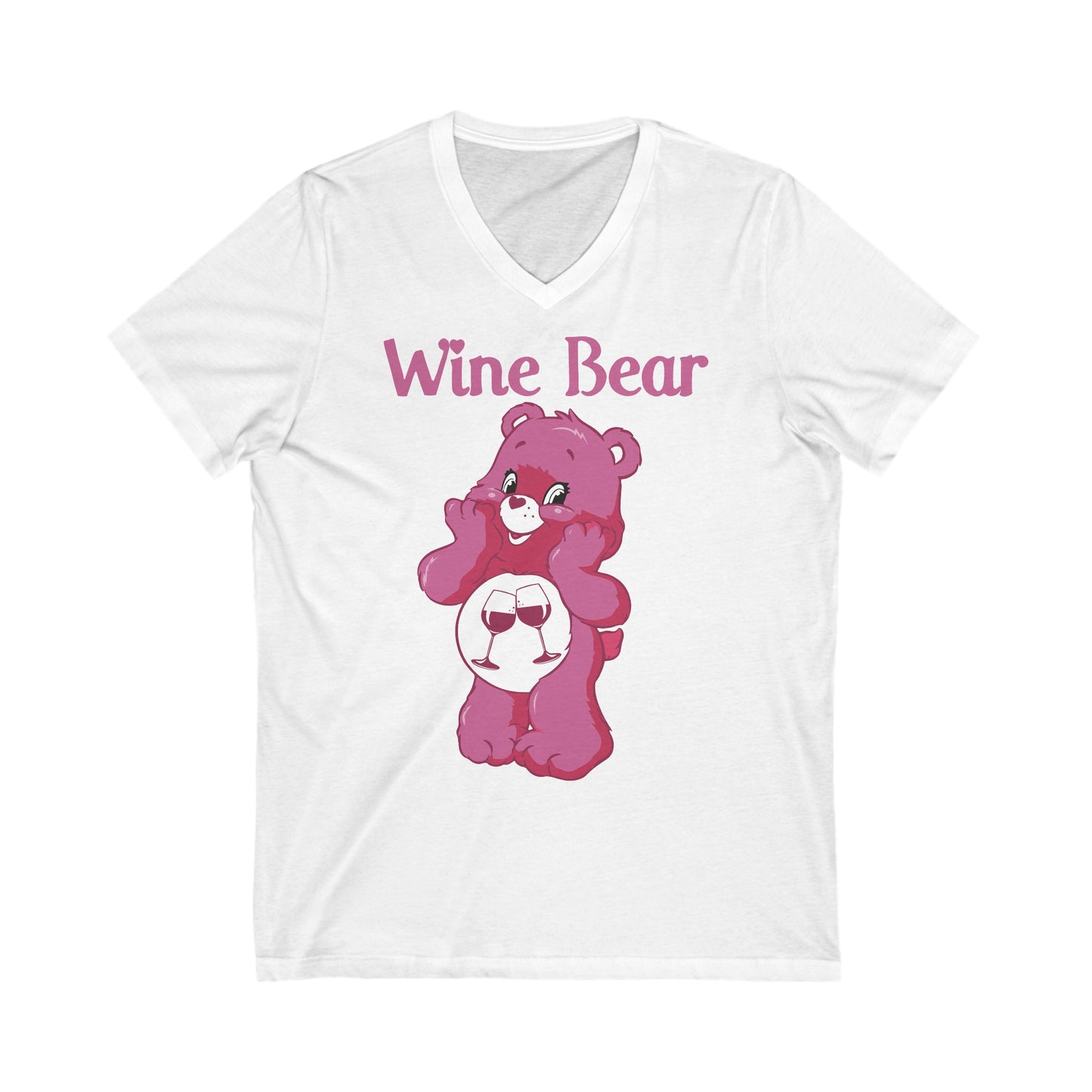 Wine Bear - Unisex Jersey Short Sleeve V-Neck Tee