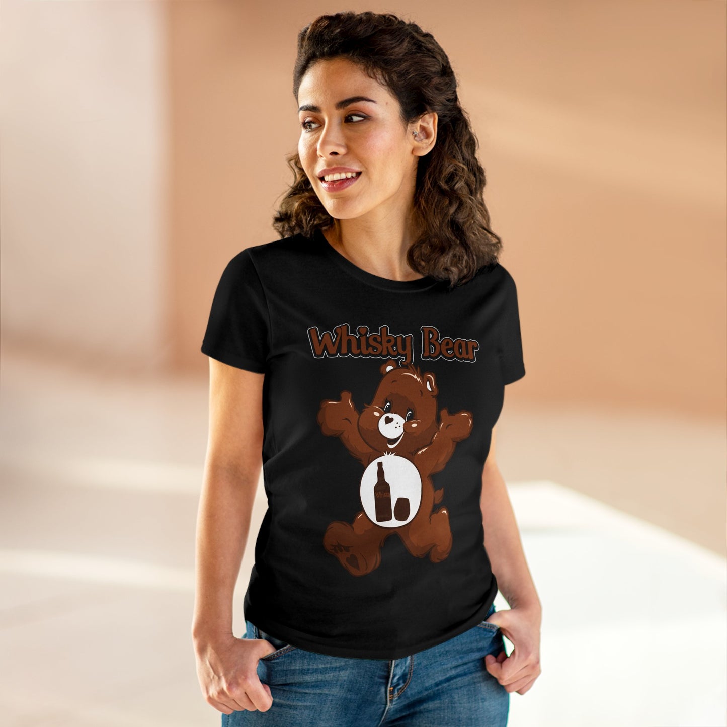 Whisky Bear - Women's Midweight Cotton Tee