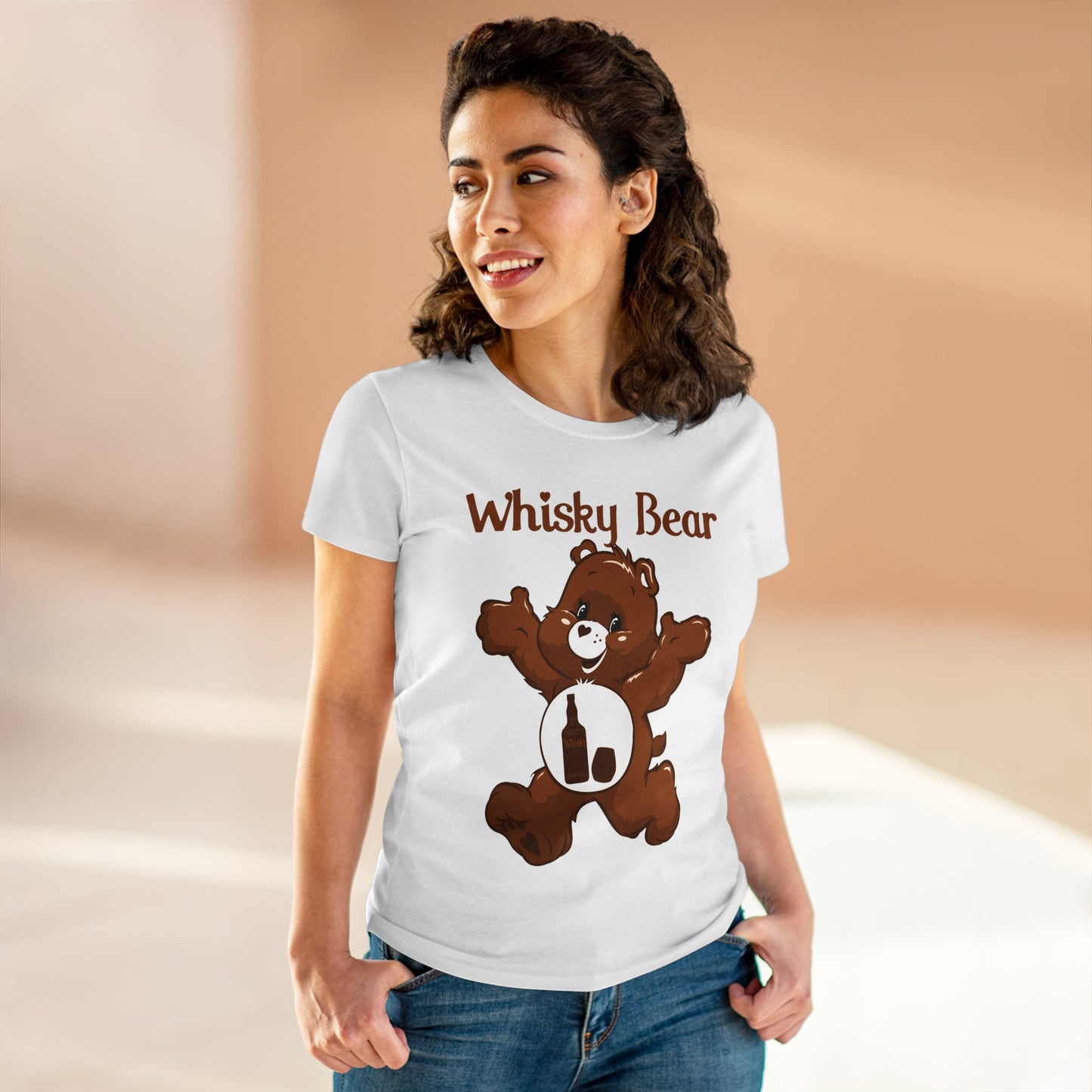 Whisky Bear - Women's Midweight Cotton Tee