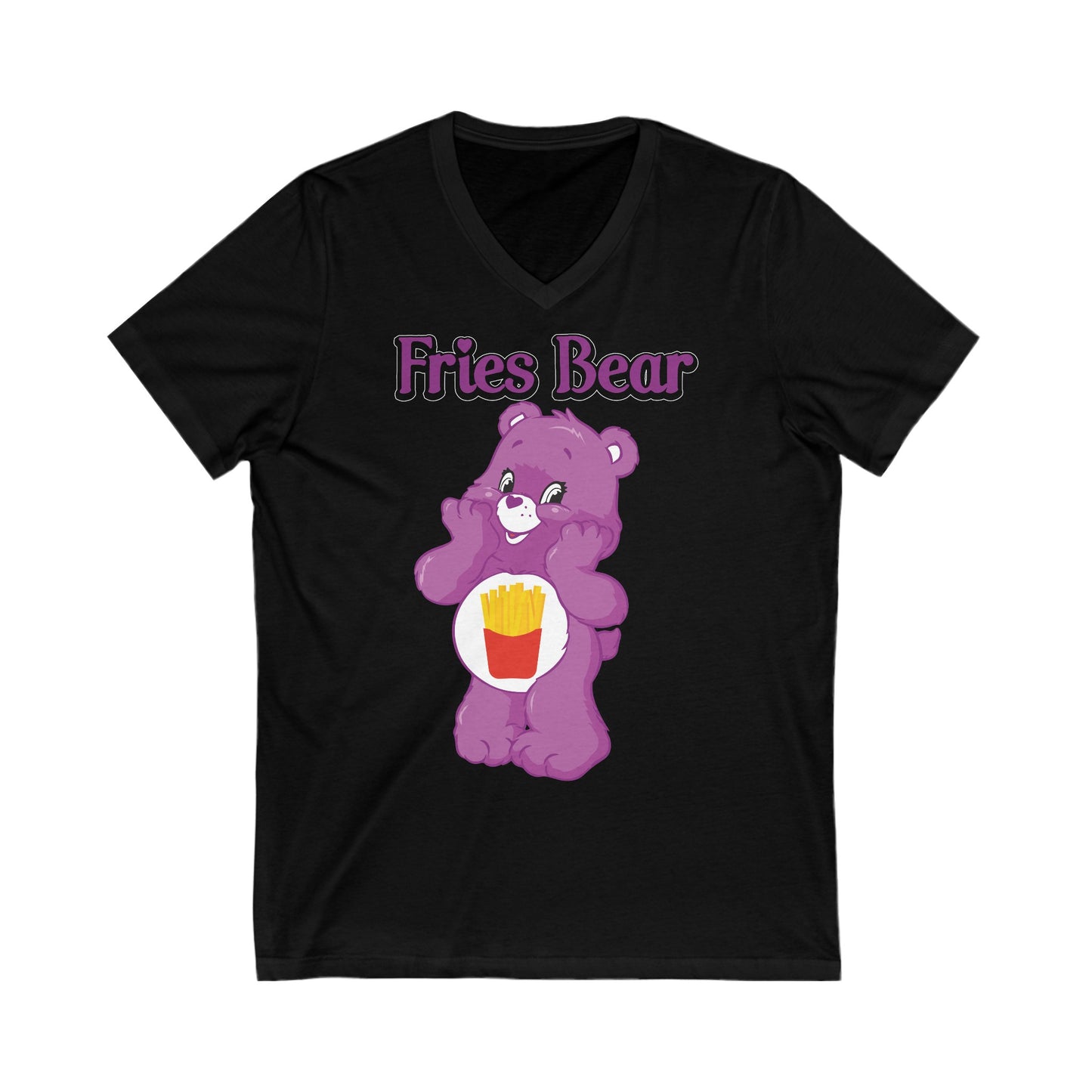 Fries Bear - Unisex Jersey Short Sleeve V-Neck Tee