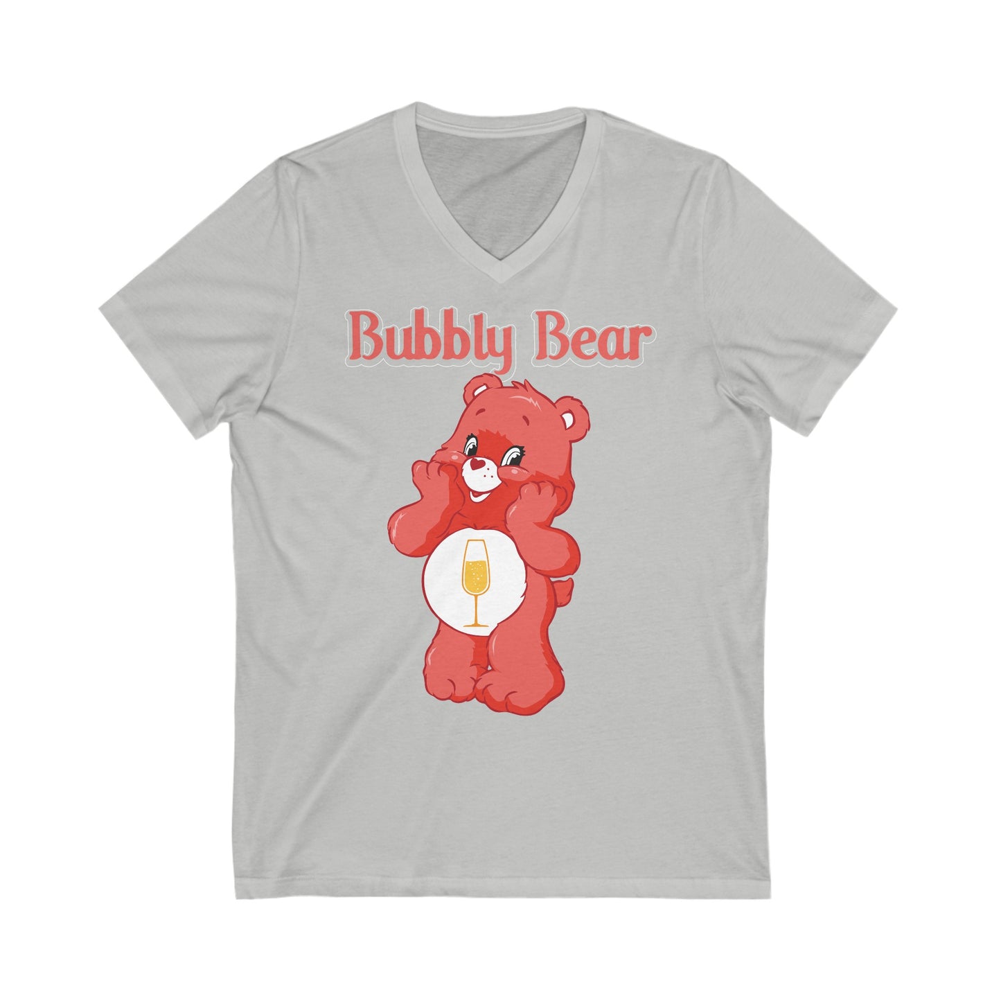 Bubbly Bear - Unisex Jersey Short Sleeve V-Neck Tee