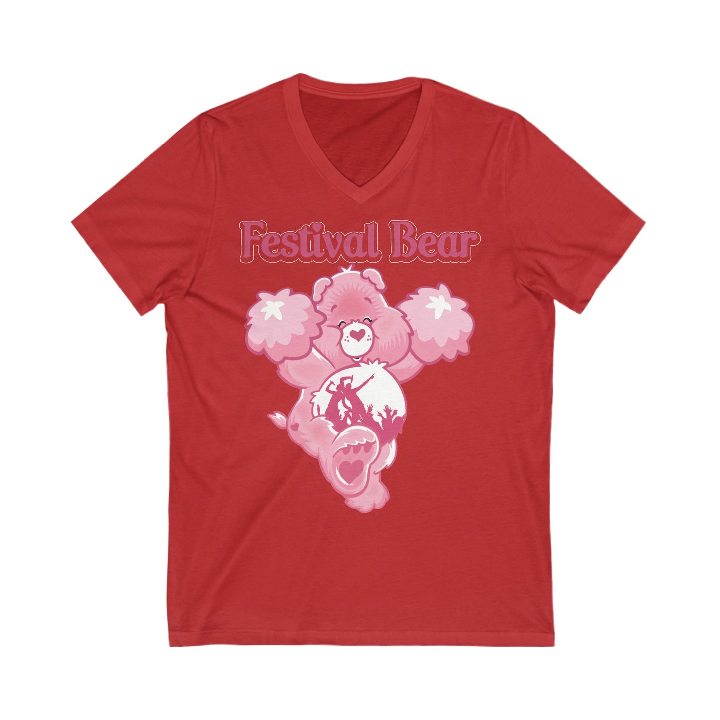 Festival Bear - Unisex Jersey Short Sleeve V-Neck Tee