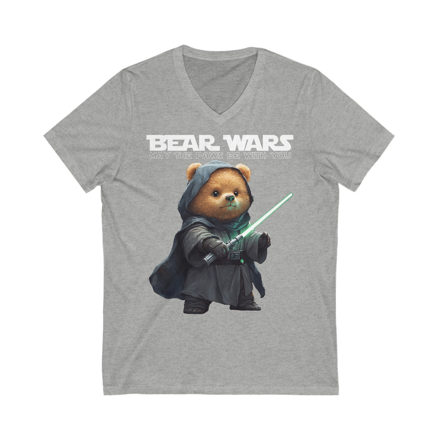 Bear Wars May The Paws Be With You - Unisex Jersey Short Sleeve V-Neck Tee