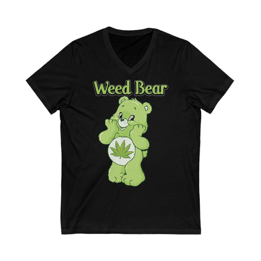 Weed Bear - Unisex Jersey Short Sleeve V-Neck Tee