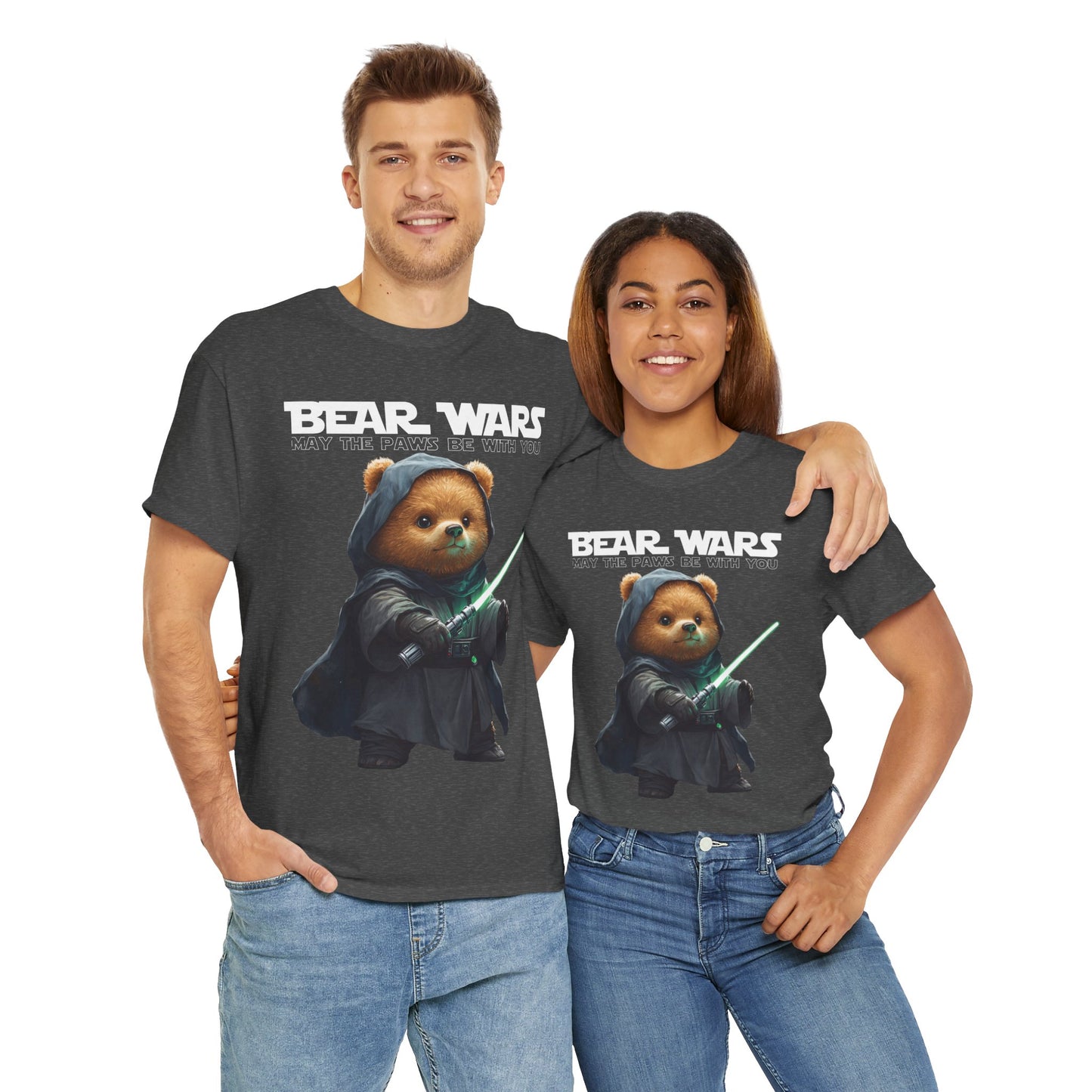 Bear Wars May The Paws Be With You - Unisex Heavy Cotton Tee