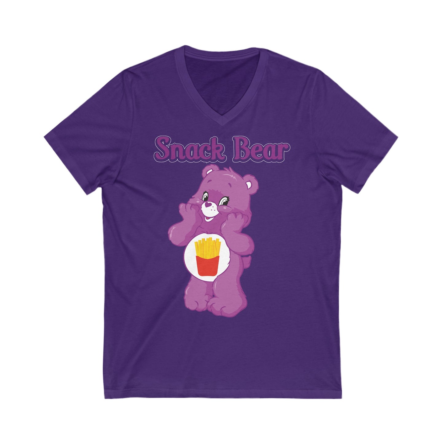 Snack Bear - Unisex Jersey Short Sleeve V-Neck Tee