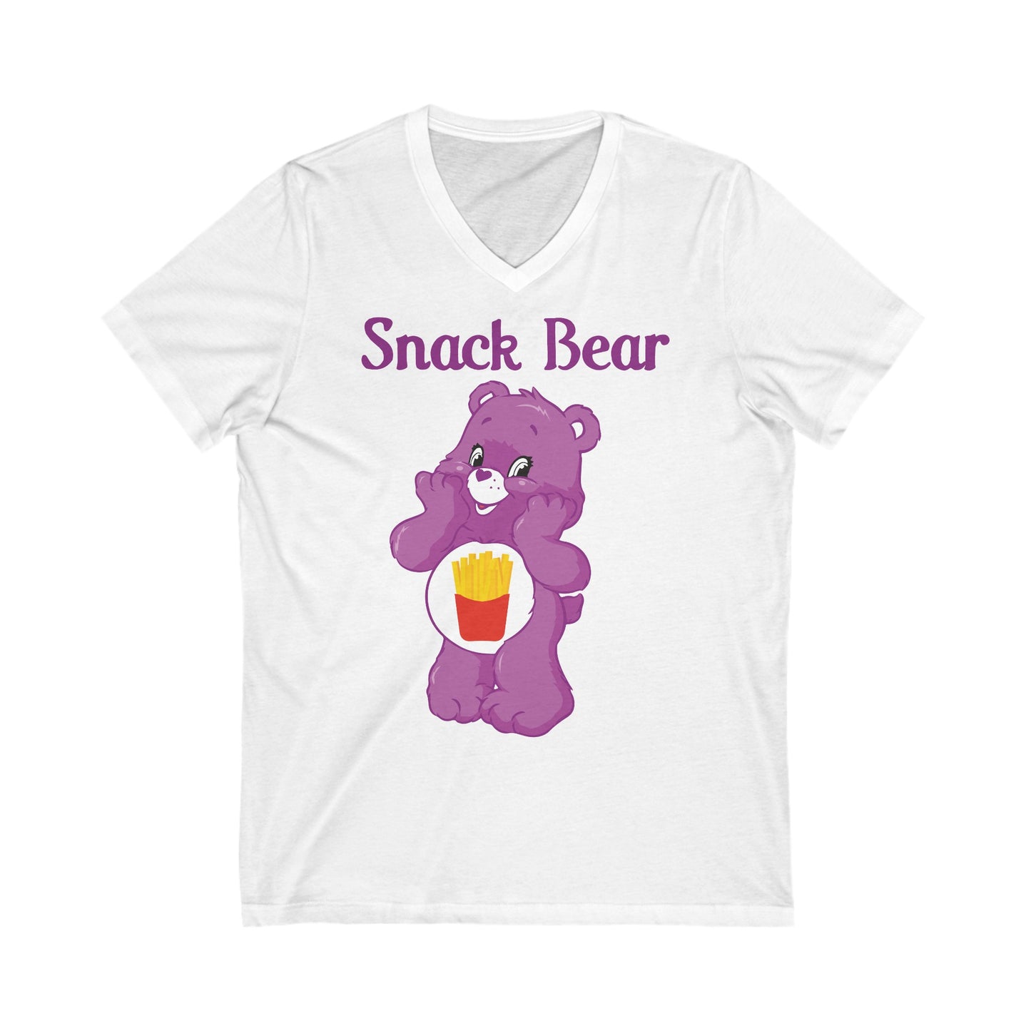 Snack Bear - Unisex Jersey Short Sleeve V-Neck Tee