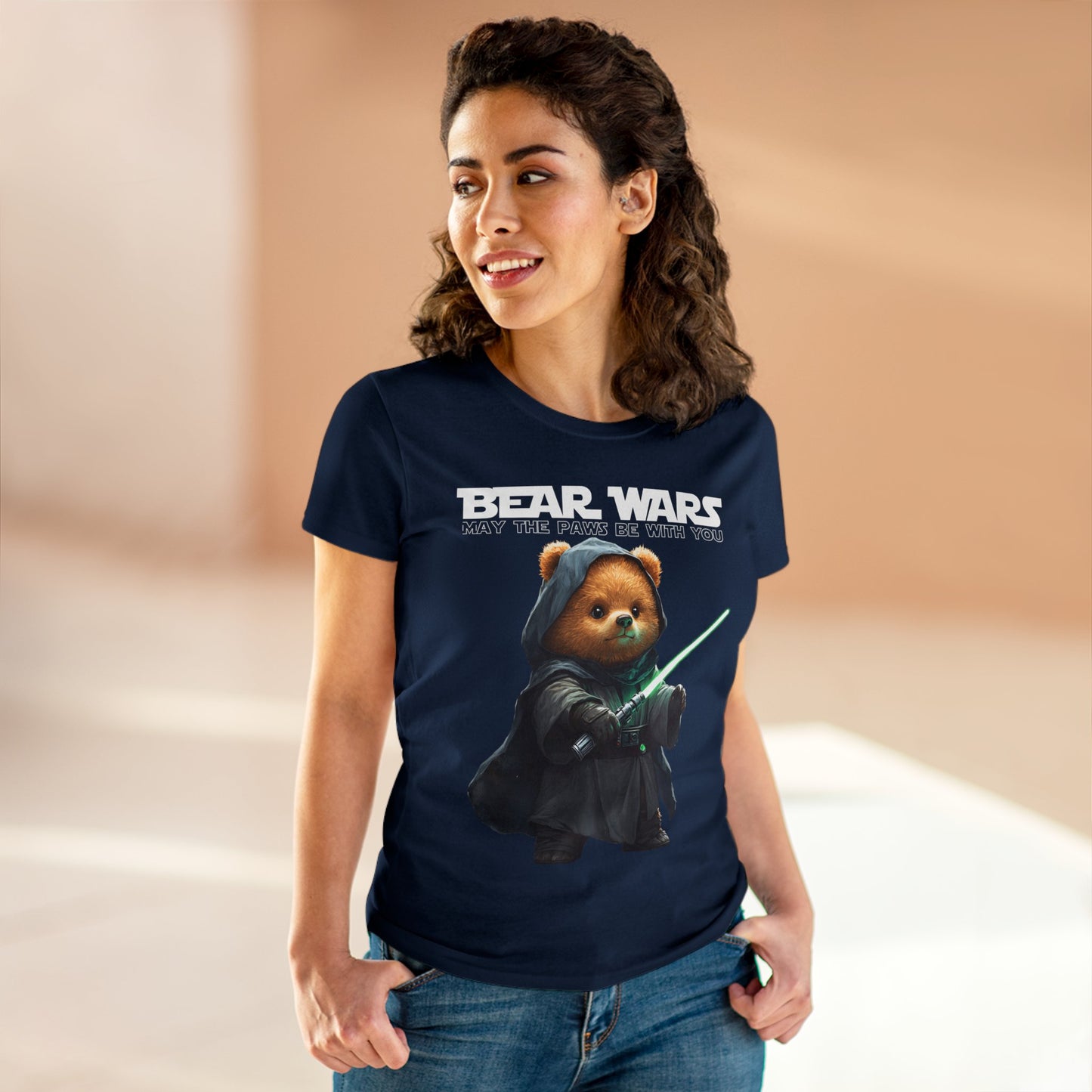 Bear Wars May The Paws Be With You - Women's Midweight Cotton Tee