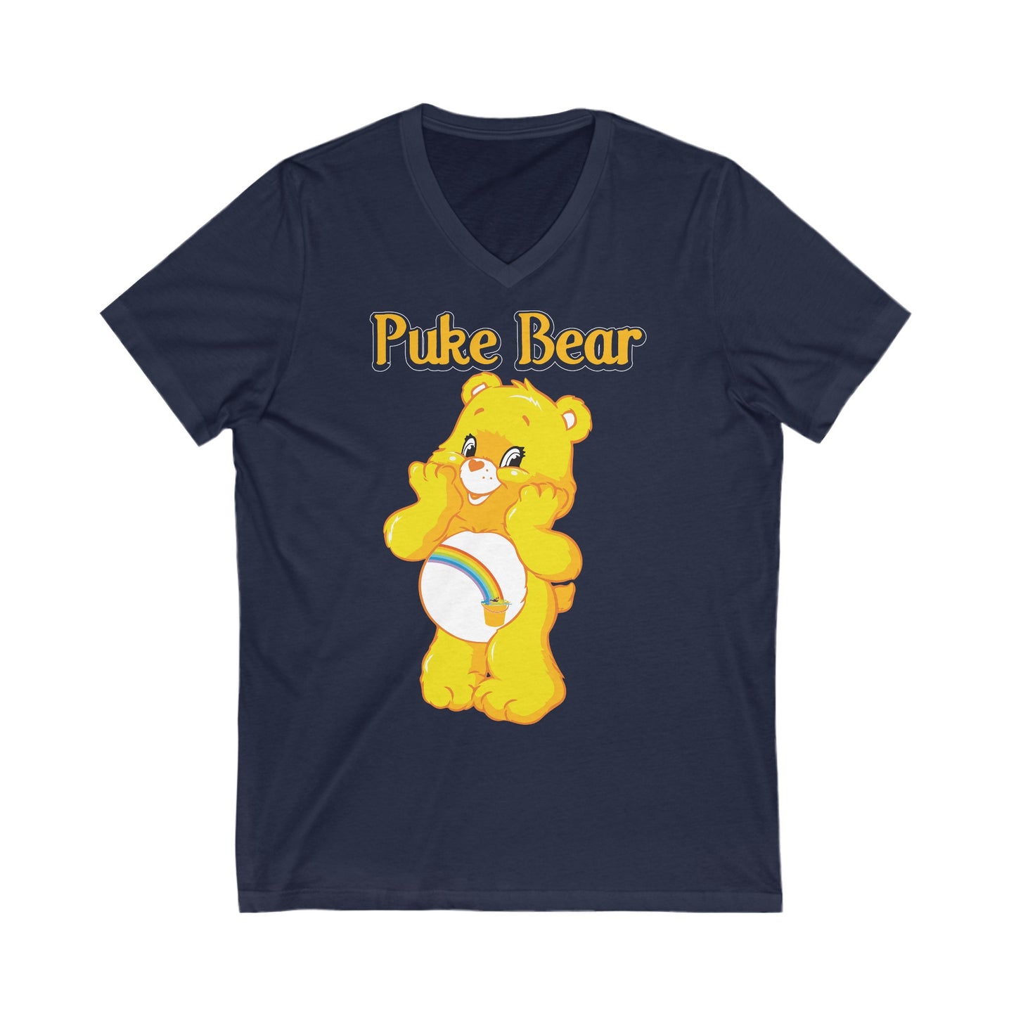 Puke Bear - Unisex Jersey Short Sleeve V-Neck Tee