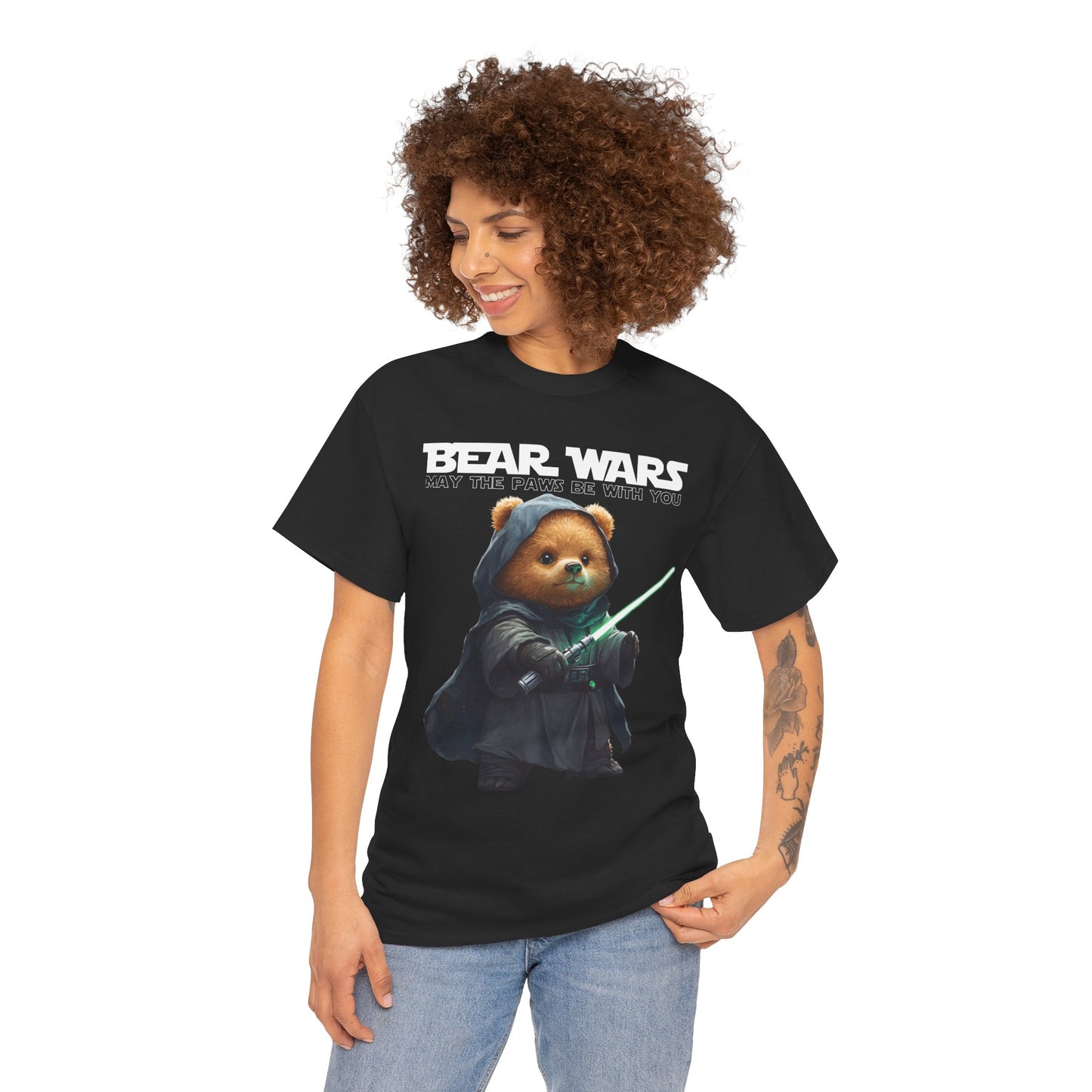 Bear Wars May The Paws Be With You - Unisex Heavy Cotton Tee